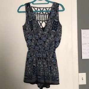 Blue patterned romper